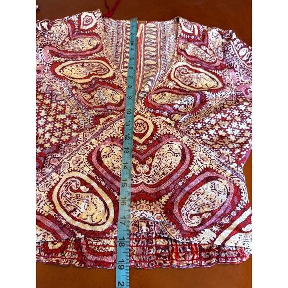 Free People Boho Crop Top S Wild & Free Pink Paisley Long Sleeve - Picture 7 of 8